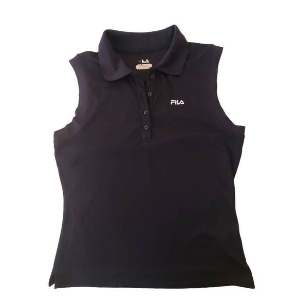 Fila Womens Black Sleeveless Collared Polo Top Small - Picture 1 of 10
